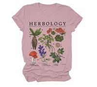 Camiseta para mujer Court imprimé à Manches Courtes et col Rond Pour Femme, Rosa., M