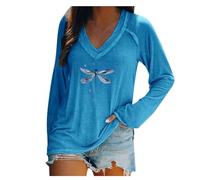 Camiseta para mujer, cuello en V, camiseta para mujer, deporte, transpirable, camiseta de color liso, manga larga, ropa estampada con flores, camiseta básica, ligera, transpirable, camiseta suave