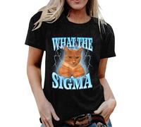 Camiseta para mujer divertida y bonita camiseta con gatos Meme Casual Simple Camiseta de verano Basic Tops Cuello Redondo Manga Corta Suéter Corte Regular Camiseta Ajustada Camiseta Suave Blusa, O