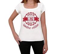 Camiseta para Mujer Edición Limitada Fabricada En 1970 - Limited Edition Made in 1970 - Regalo Diseño Gráfico 54 Años Cumpleaños Aniversario Moda Año 1970 Blanco M