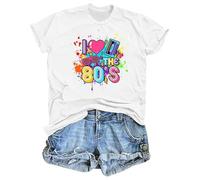 Camiseta para mujer en estilo de los años 80 - camiseta colorida I Love The 80 con motivos retro | Camiseta divertida para fiestas temáticas y fanáticos de la nostalgia, Style_a06 Blanco, L