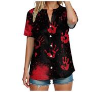 Camiseta para mujer, Halloween, Halloween, Halloween, Halloween, Halloween, fiesta, terror regalo, camiseta de cuello redondo, problema resuelto, camiseta de Halloween, niño, rosa fuerte, S