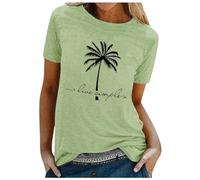 Camiseta para mujer "Live Simply" con estampado de coco y estampado de playa de encaje, color negro, verde, 3XL