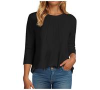 Camiseta para mujer, manga 3/4, exterior, color liso, cuello en V, manga tres cuartos, para verano, túnica, para vacaciones, ocio, carreras, Streetwear Tops, M2-el negro, XXL