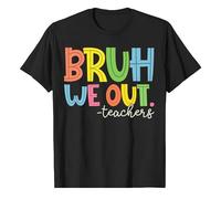 Camiseta para mujer, parte superior, blusa, camiseta para profesor, camiseta para el final del año escolar, verano, bruh We Out Teachers, vestido para mujer, Negro , L