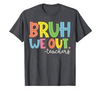Camiseta para mujer, parte superior, blusa, camiseta para profesor, camiseta para el final del año escolar, verano, bruh We Out Teachers, vestido para mujer, gris oscuro, S