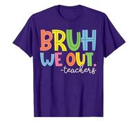 Camiseta para mujer, parte superior, blusa, camiseta para profesor, camiseta para el final del año escolar, verano, bruh We Out Teachers, vestido para mujer, morado, XXL