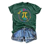 Camiseta para mujer Pi Day Camiseta de Maestro de Matemáticas 3.14 Happy Pi Day Camiseta para Profesor Casual Manga Corta, Verde oscuro., XL