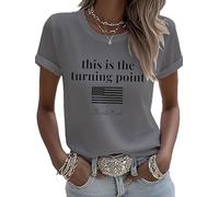 Camiseta para mujer This is The Turning Point Pride con la bandera americana, un verdadero patriota, cuello redondo, informal, conmemorativa, gris, 3XL