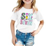 Camiseta para niña 2026 Camiseta para niña con estampado, manga corta, cuello redondo, informal, suave y cómoda, para algodón, camiseta deportiva blanca básica, Blanco, 12-13 años