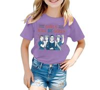 Camiseta para niña 2026 Girls Will Be Girls Camiseta estampada con mangas cortas Cuello redondo (1J 13J) Tops casuales de verano Tops Tops, morado, 6-7 años