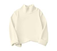 Camiseta para niña de 9 años para otoño e invierno, cuello alto, estilo coreano, color sólido, terciopelo alemán, talla M y grande, 5T (beige, 6-12 meses)