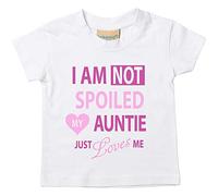 Camiseta para niñas con texto en inglés "I'm Not Spoiled My Auntie Just Loves Me", disponible en tallas de 0 a 6 meses a 14 a 15 años Niec