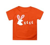 Camiseta para niñas y niños, camiseta de verano para niños, camisetas de Pascua, cuello redondo, manga de pétalos, informal, color sólido, naranja, 4-5 años