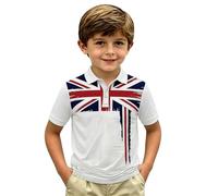 Camiseta para niño con estampado de chaqueta, camiseta casual de manga corta, traje patriótico de estilo británico para niños pequeños, ideal para uso diario, escuela, campus al aire libre, Blanco, 11