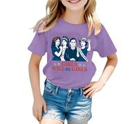 Camiseta para niños 2026 Girls Will Be Girls Camiseta estampada con mangas cortas Cuello redondo (1J 13J) Camisas blancas básicas casuales, morado, 6-7 años