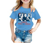 Camiseta para niños 2026 Girls Will Be Girls Camiseta estampada con mangas cortas Cuello redondo (1J 13J) Camisas blancas básicas casuales, azul, 4-5 años