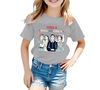 Camiseta para Niños 2026 Girls Will Be Girls Camiseta Impreso Manga Corta Cuello Redondo (1J 13J) Algodón Manga Corta Ropa Negra, gris, 6-7 años