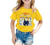 Camiseta para Niños 2026 Girls Will Be Girls Camiseta Impreso Manga Corta Cuello Redondo (1J 13J) Algodón Manga Corta Ropa Negra, amarillo, 2-3 años