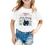 Camiseta para Niños 2026 Girls Will Be Girls Camiseta Impreso Manga Corta Cuello Redondo (1J 13J) Algodón Manga Corta Ropa Negra, Blanco, 6-7 años