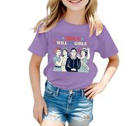 Camiseta para Niños 2026 Girls Will Be Girls Camiseta Impreso Manga Corta Cuello Redondo (1J 13J) Algodón Manga Corta Ropa Negra, morado, 4-5 años
