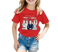 Camiseta para Niños 2026 Girls Will Be Girls Camiseta Impreso Manga Corta Cuello Redondo (1J 13J) Algodón Manga Corta Ropa Negra, rojo, 6-7 años