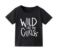 Camiseta para niños Bebé Unisex Primavera Verano Letra Impresión Algodón Manga Corta Camiseta Ropa, Negro , 4-5 años