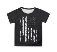 Camiseta para niños con bandera de Estados Unidos, 4 de julio, camiseta para niños pequeños, camisetas patrióticas para el Día de la Independencia, ropa, Negro , 4-5 años