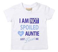 Camiseta para niños con el texto en inglés "I'm Not Spoiled My Auntie Just Loves Me", disponible para sobrinos de 0 a 6 meses y de 14 a 15 años blanco blanco Talla:24-36 Months