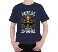 Camiseta para niños con texto en alemán "Ich Bin alt und das Nicht ohne Grund Wikinger Kinder, azul marino, 140