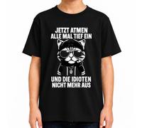 Camiseta para niños con texto en alemán "Jetzt atmen alle mal tief EIN | s resaca oficina humor gafas de sol trabajo colegas humor negro anti estrés exhalación travieso