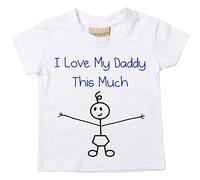 Camiseta para niños con texto en inglés I Love My Daddy This Much, regalo para el día del padre blanco blanco Talla:6-12 meses
