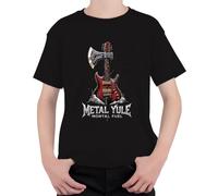 Camiseta para niños Metal Yule Mortal Fuel Weihnachtsmetal E, Negro , 128