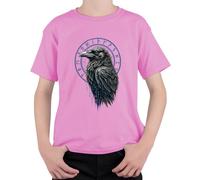 Camiseta para niños nórdicos con texto en inglés "Viking" Runas Odin Hugin Munin, Rosa., 116