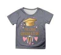 Camiseta para niños y niñas 2026, camiseta casual de manga corta para niñas con lindo estampado de dibujos animados, para uso diario, camiseta blanca para niña de algodón, gris, 4-5 años