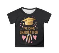 Camiseta para niños y niñas 2026, camiseta casual de manga corta para niñas con lindo estampado de dibujos animados, para uso diario, camiseta blanca para niña de algodón, Negro , 4-5 años