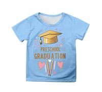 Camiseta para niños y niñas 2026, camiseta casual de manga corta para niñas con lindo estampado de dibujos animados, para uso diario, camiseta blanca para niña de algodón, azul celeste, 4-5 años