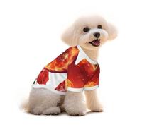 Camiseta para perro con estampado de corazón ardiente con rosas y lazo, ropa floral hawaiana para cachorros, traje de Navidad para perro y Acción de Gracias