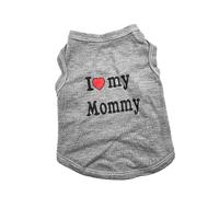 Camiseta para Perro I Love Mommy Camisetas para Mascota Sudadera de Algodón para Perros y Gatos Ropa Ligera Transpirable Adecuada para Perros, XS Gris