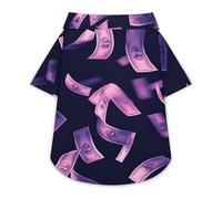 Camiseta para Perro Purple Dollar Flying in The Air, Suave y Transpirable, con Botones de Verano, Ropa Transpirable para Mascotas, Uso Diario, Talla 2XL