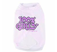 Camiseta para perros con inscripción 100% Girly de DoggyDolly, blanca