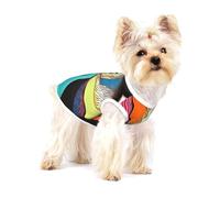 Camiseta para perros de arte abstracto, cara en un disco, ropa suave 100% algodón para perros, perfecta para perros pequeños a medianos, camisas elegantes y cómodas para perros, talla L