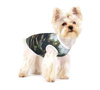 Camiseta para perros de primera calidad con pintura de paisaje virtual, ropa suave 100% algodón para perros, perfecta para perros pequeños a medianos, camisas elegantes y cómodas para perros, talla S
