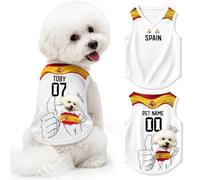 Camiseta para Perros Personalizada Maillot fútbol Personalizable Nombre número Equipo - Camiseta Perro Chaleco Motivo país Atuendo Partido 2026 para Perros y Gatos de Todos los tamaños (S-Pain)