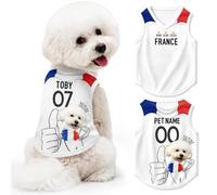 Camiseta para Perros Personalizada Maillot fútbol Personalizable Nombre número Equipo - Camiseta Perro Chaleco Motivo país Atuendo Partido 2026 para Perros y Gatos de Todos los tamaños (F-Rance)