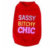 Camiseta para perros Sassy Bitchy Chic de DoggyDolly, roja