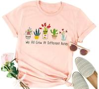 Camiseta para profesora con texto en inglés "We All Grow at Different Rates Graphic", camiseta de educación especial para preescolar, rosado (pink-3), M