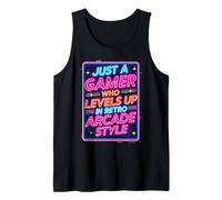Camiseta para Videojuegos Estilo Arcade Retro de los 80 con diseño «Just a Gamer Who Levels Up» Camiseta sin Mangas