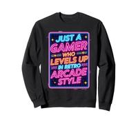 Camiseta para Videojuegos Estilo Arcade Retro de los 80 con diseño «Just a Gamer Who Levels Up» Sudadera
