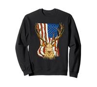 Camiseta patriótica con bandera de cabeza de ciervo - Estilo audaz para exteriores Sudadera